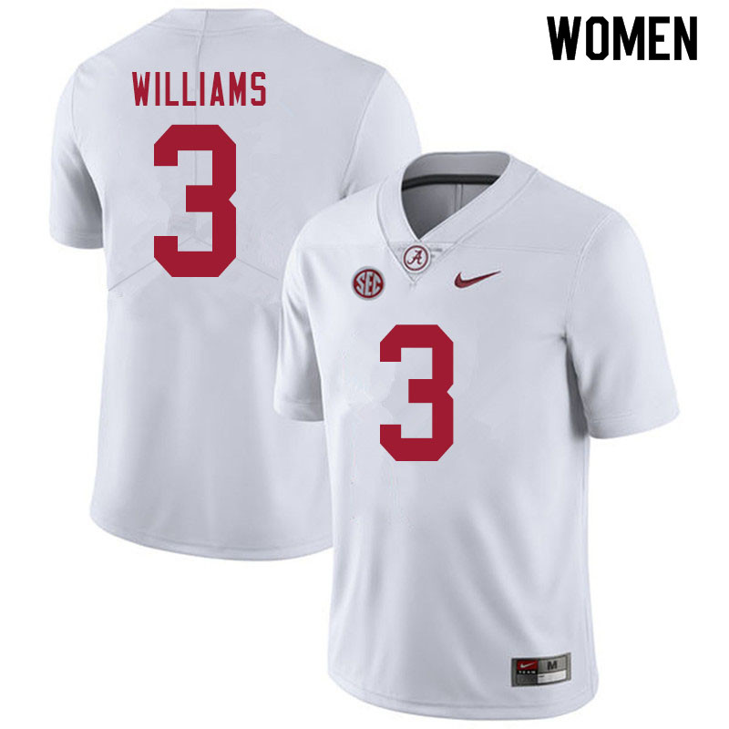 Women #3 Xavier Williams Alabama White Tide College Football Jerseys Sale-White